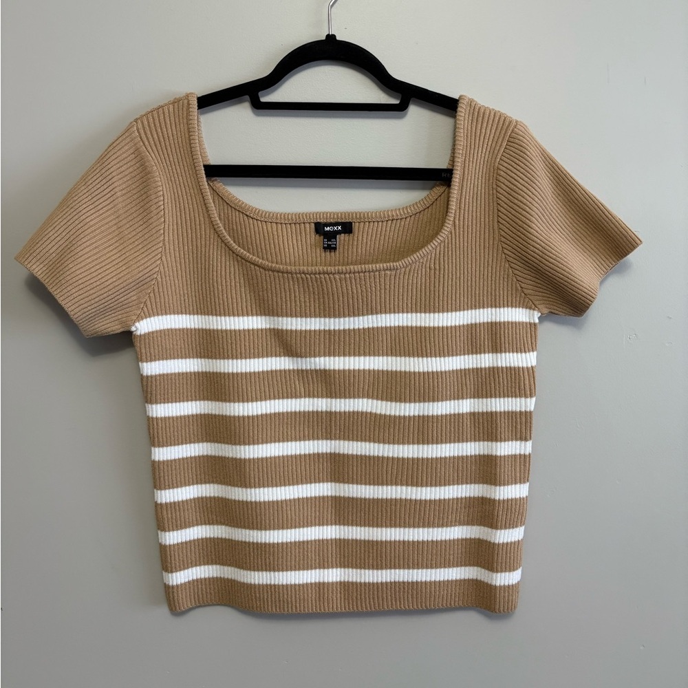 Womenβs Striped Square Neck Ribbed Shirt Size XXL
